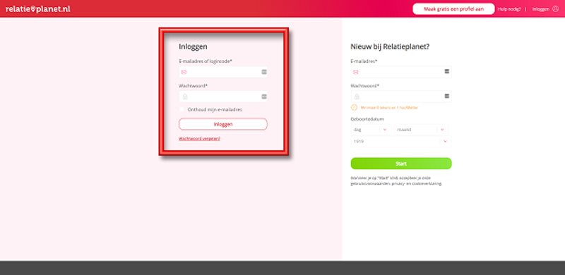 relatieplanet inloggen